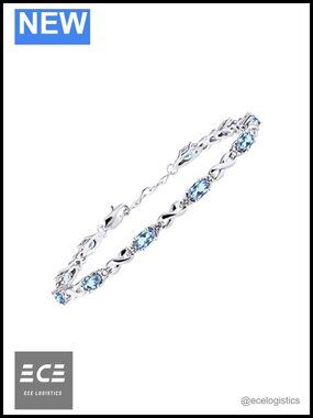 925 Sterling Silver XO Hugs & Kisses Tennis Bracelet Gemstone & Diamonds